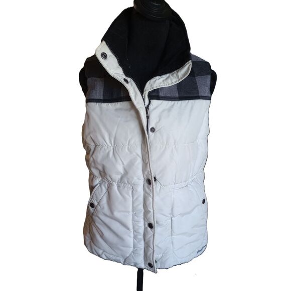 Eddie Bauer Jackets & Blazers - Eddie Bauer Women's Size Medium White & Black Paid Puffer Vest